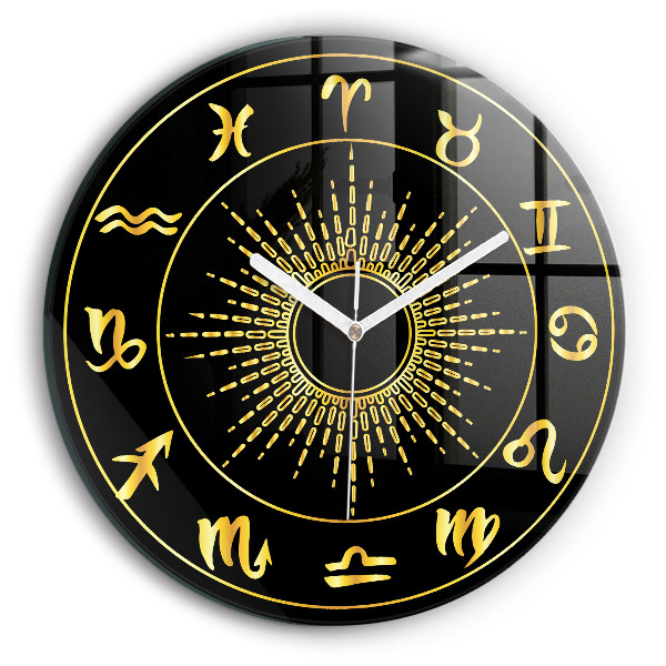 Ceas rotund de perete din sticlă modern Semne zodiacale