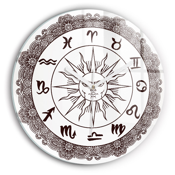 Ceas rotund de perete din sticlă modern Zodiace decorative