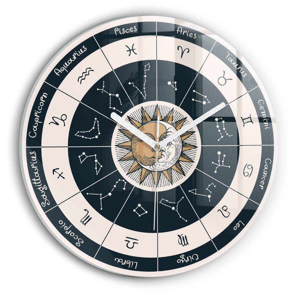 Ceas rotund de perete din sticlă modern Constelații zodiacale
