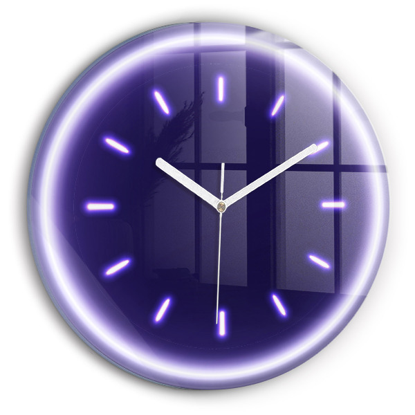 Ceas rotund de perete din sticlă modern Linii neon